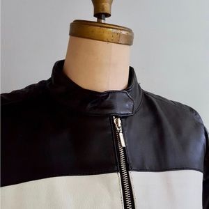 Mod moto style leather jacket